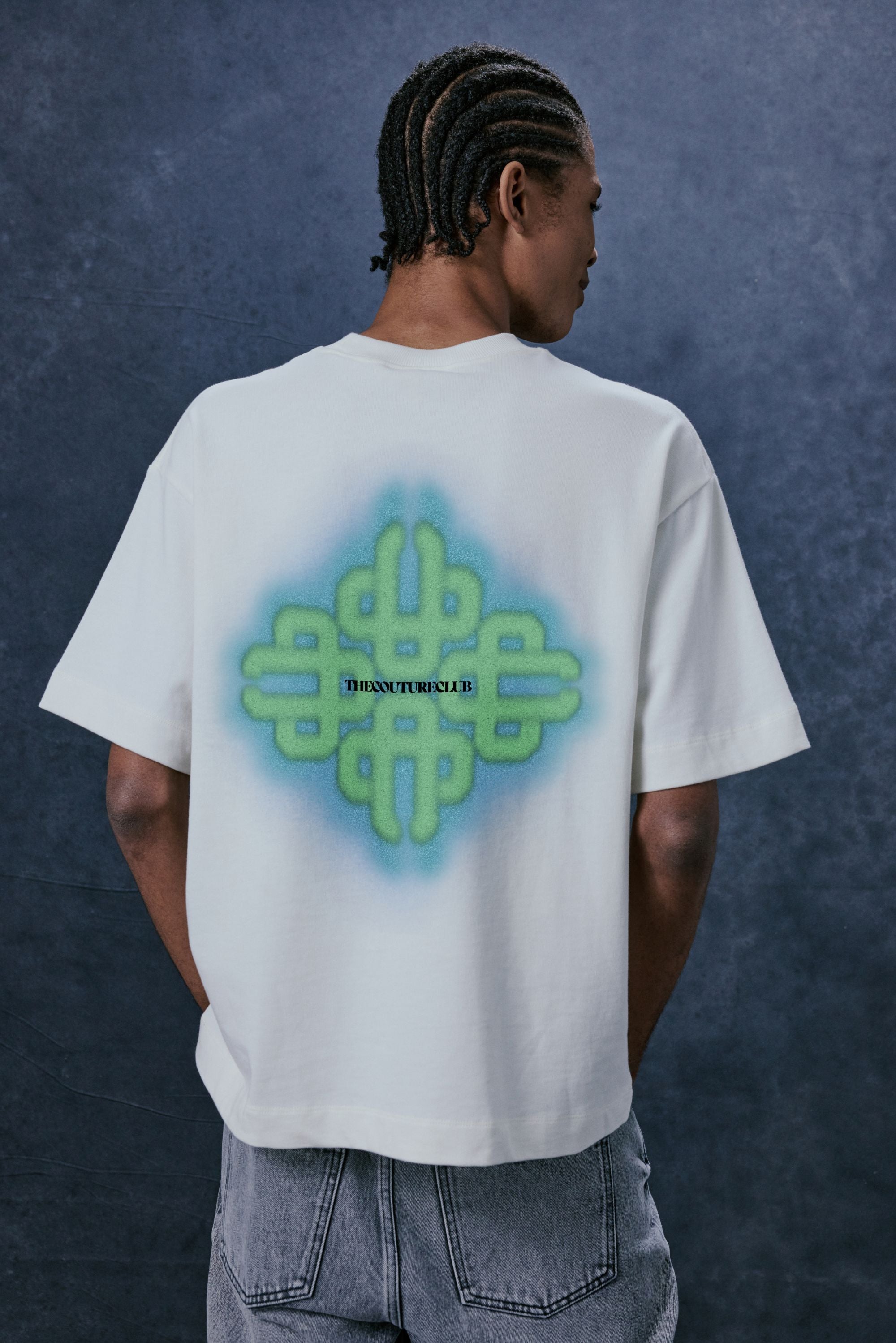 SPRAY EMBLEM GRAPHIC T-SHIRT - OFF WHITE GREEN
