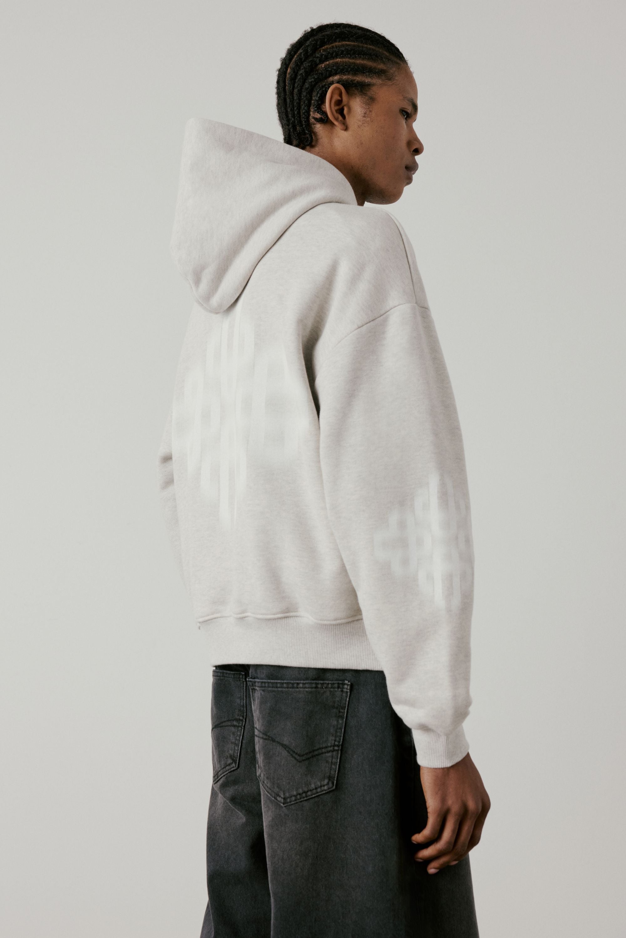 MOTION BLURRED HOODIE - GREY MARL