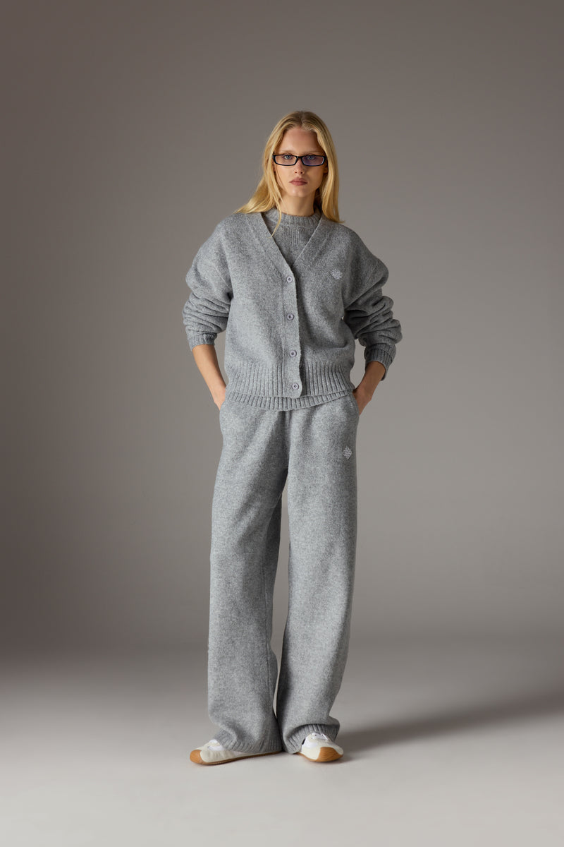 FLUFFY KNIT EMBLEM EMBROIDERED JOGGER - GREY MARL – The Couture Club