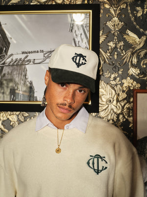 MONOGRAM CORD CAP - FOREST GREEN