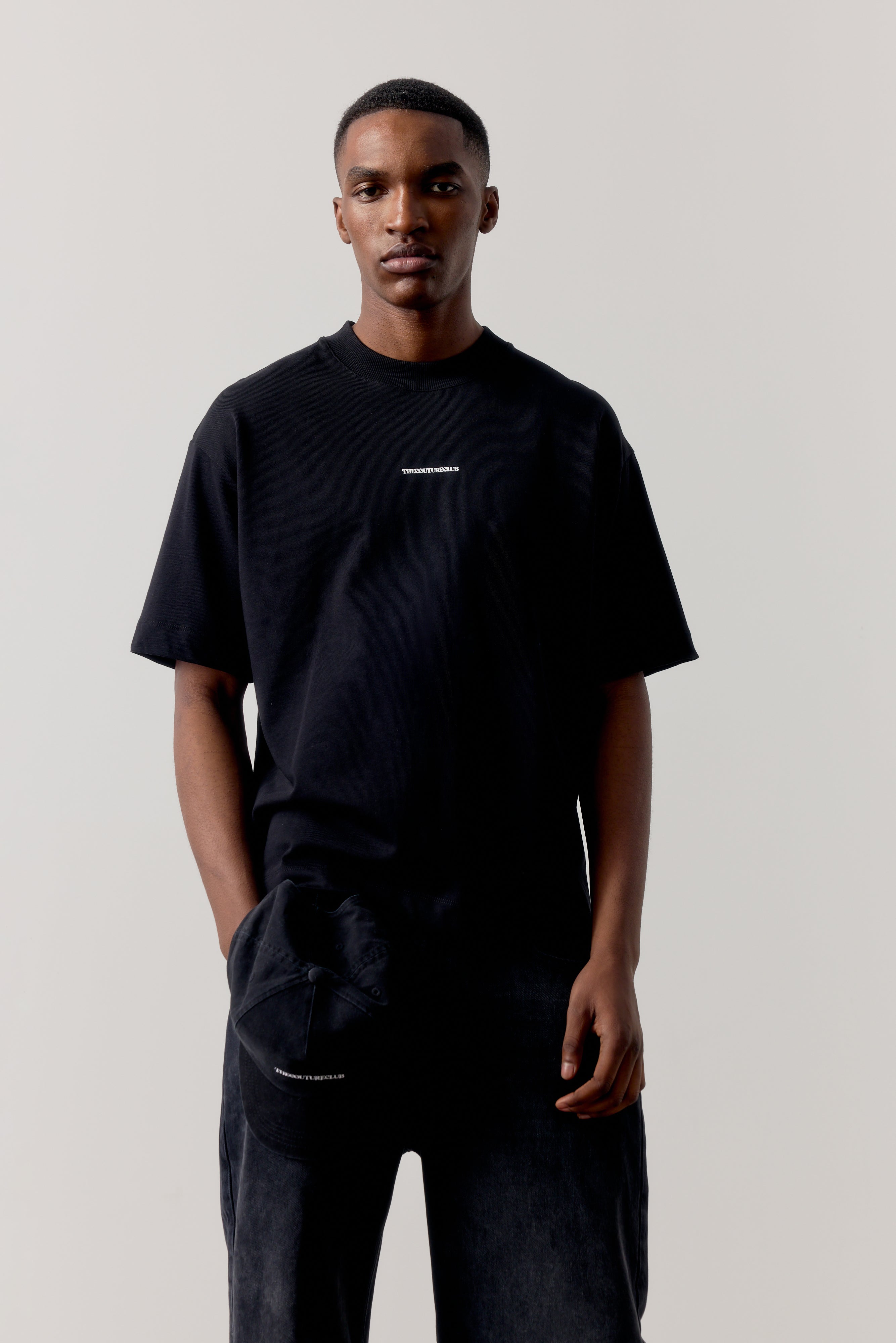 DOUBLE MICRO COPYRIGHT PRINT T-SHIRT - BLACK
