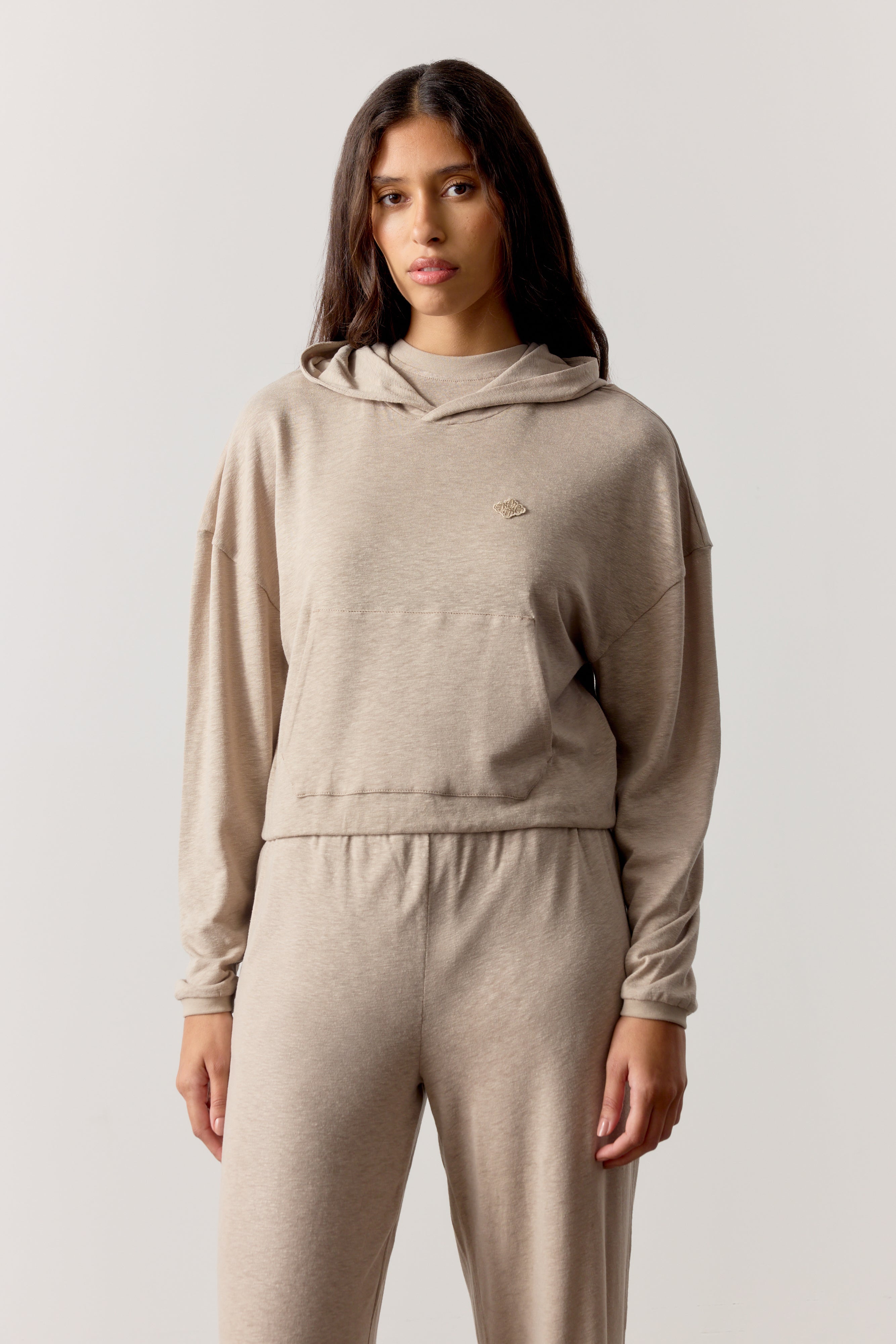 MARL SLUB HOODIE - MUSHROOM