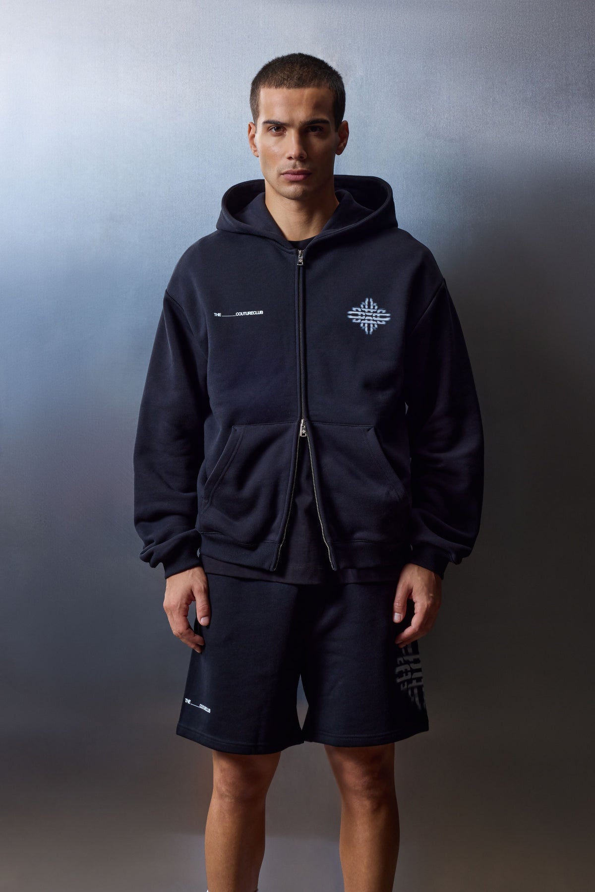 LUXURY IN MOTION GRAPHIC ZIP THROUGH HOODIE - BLACK