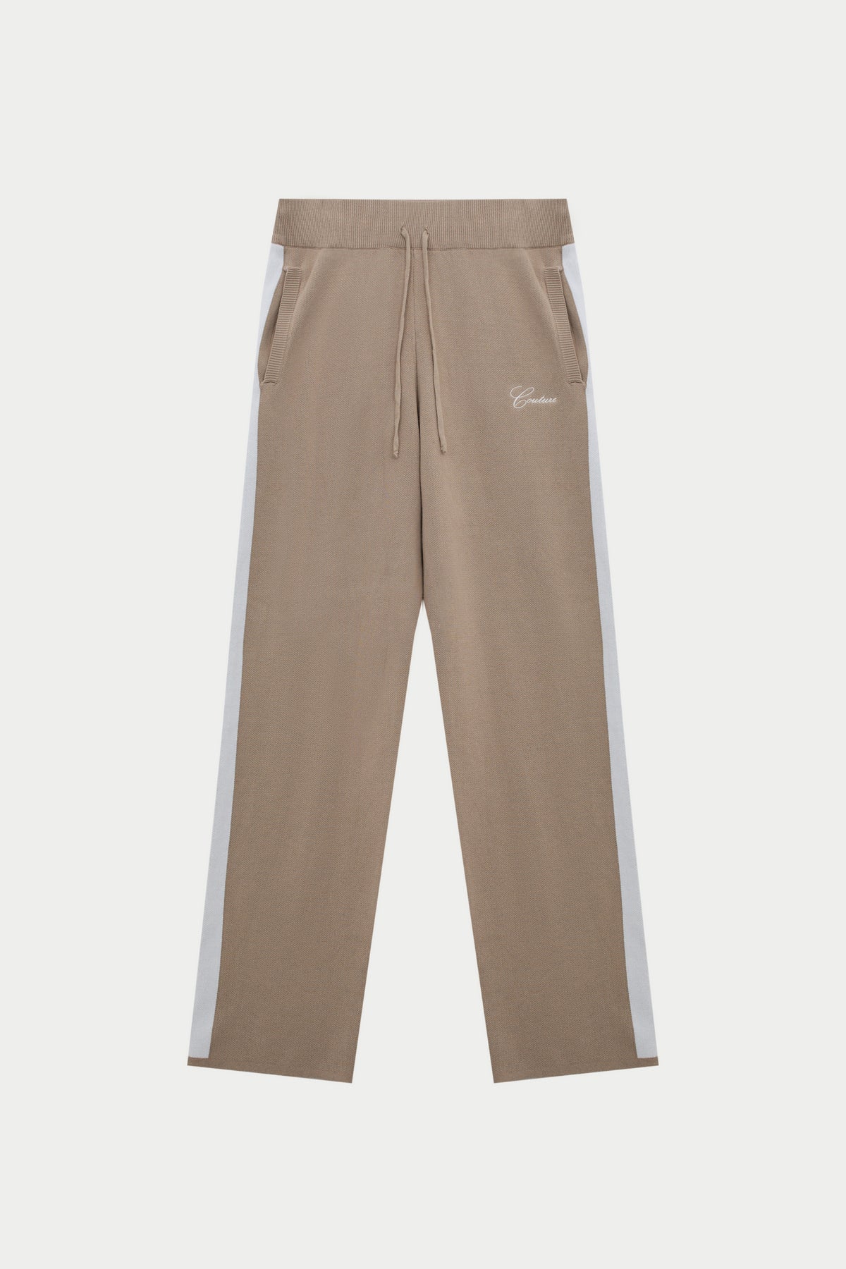SIDE STRIPE KNITTED JOGGER - BEIGE