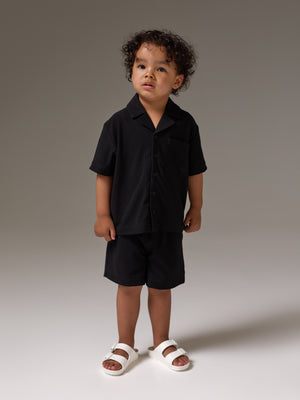 KIDS RIBBED SHORTS - BLACK