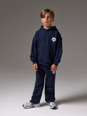 JUNIOR MONOGRAM EMBLEM APPLIQUE JOGGERS - NAVY