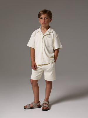JUNIOR RIBBED SHORTS - STONE