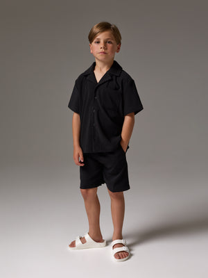 JUNIOR RIBBED SHORTS - BLACK