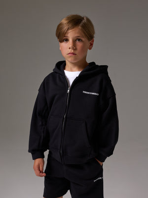 JUNIOR COPYRIGHT ZIP THROUGH HOODIE - BLACK