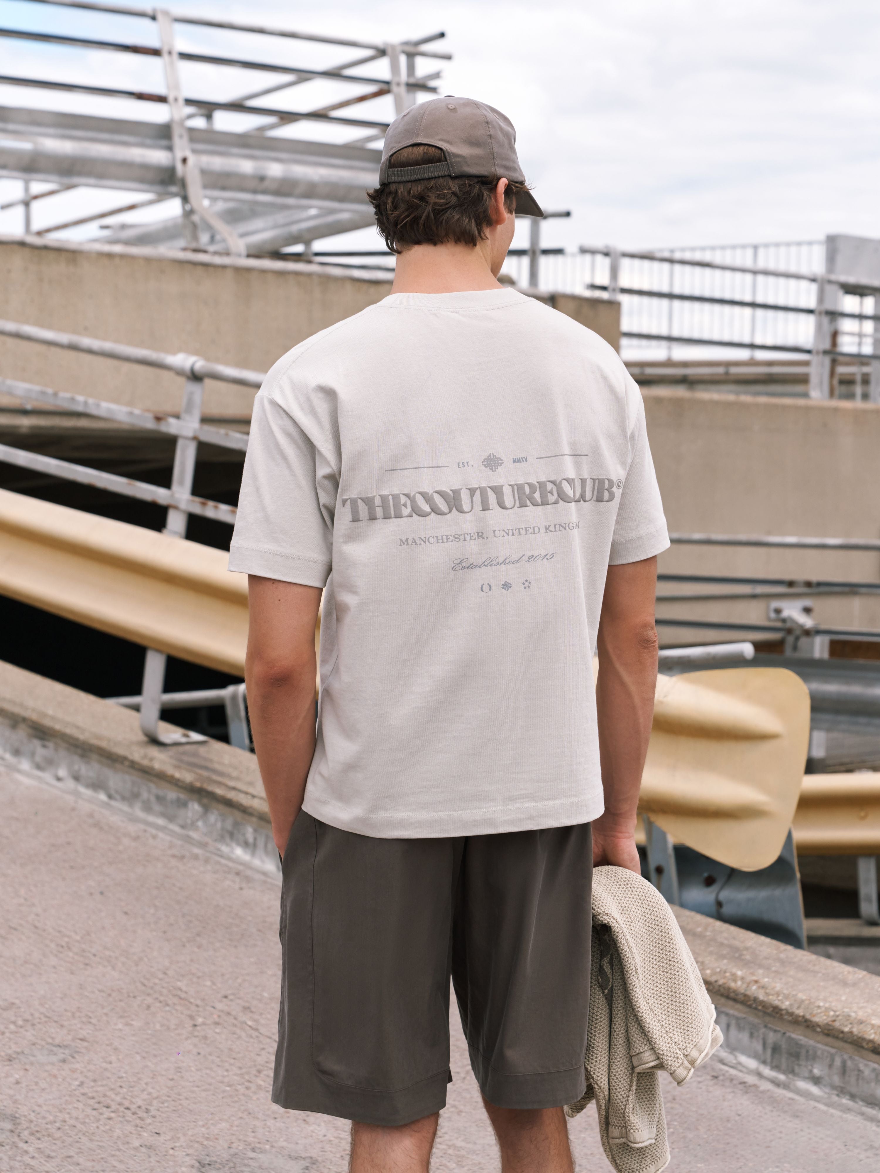 TONAL COPYRIGHT MULTI GRAPHIC T-SHIRT - STONE