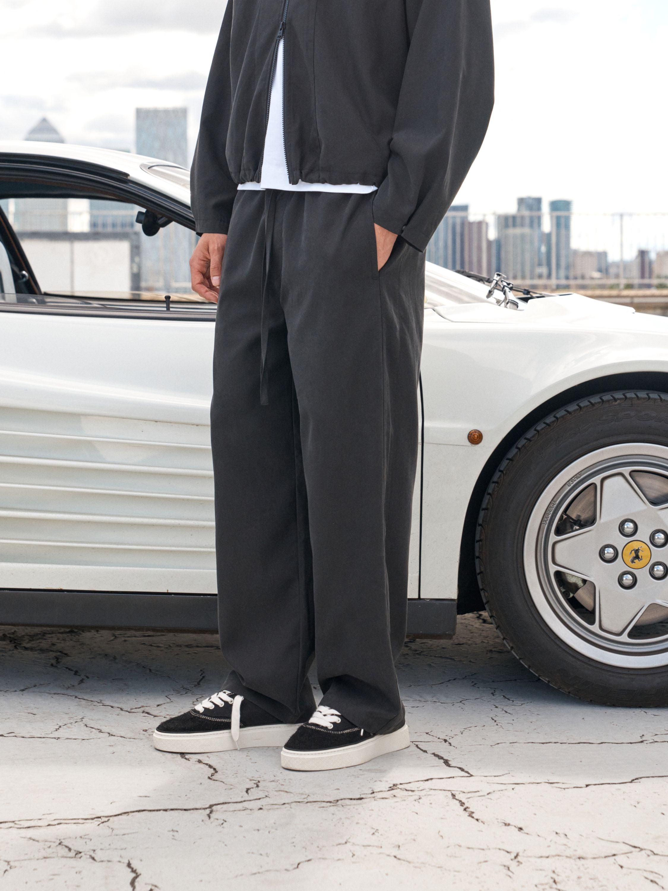 CUPRO PANELLED TROUSER - BLACK