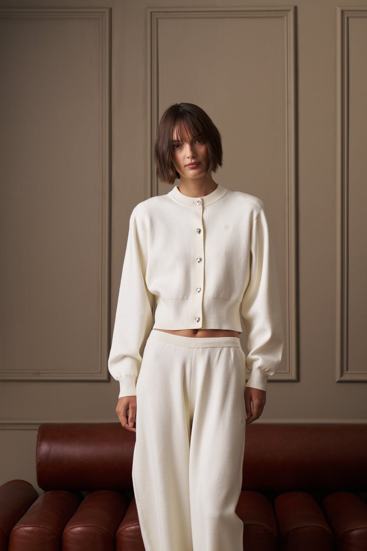 COMPACT KNIT CARDIGAN - CREAM