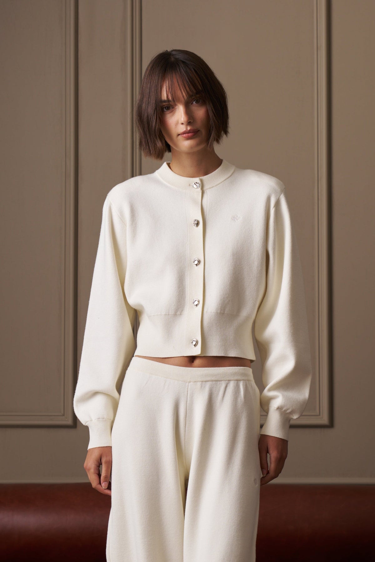COMPACT KNIT CARDIGAN - CREAM