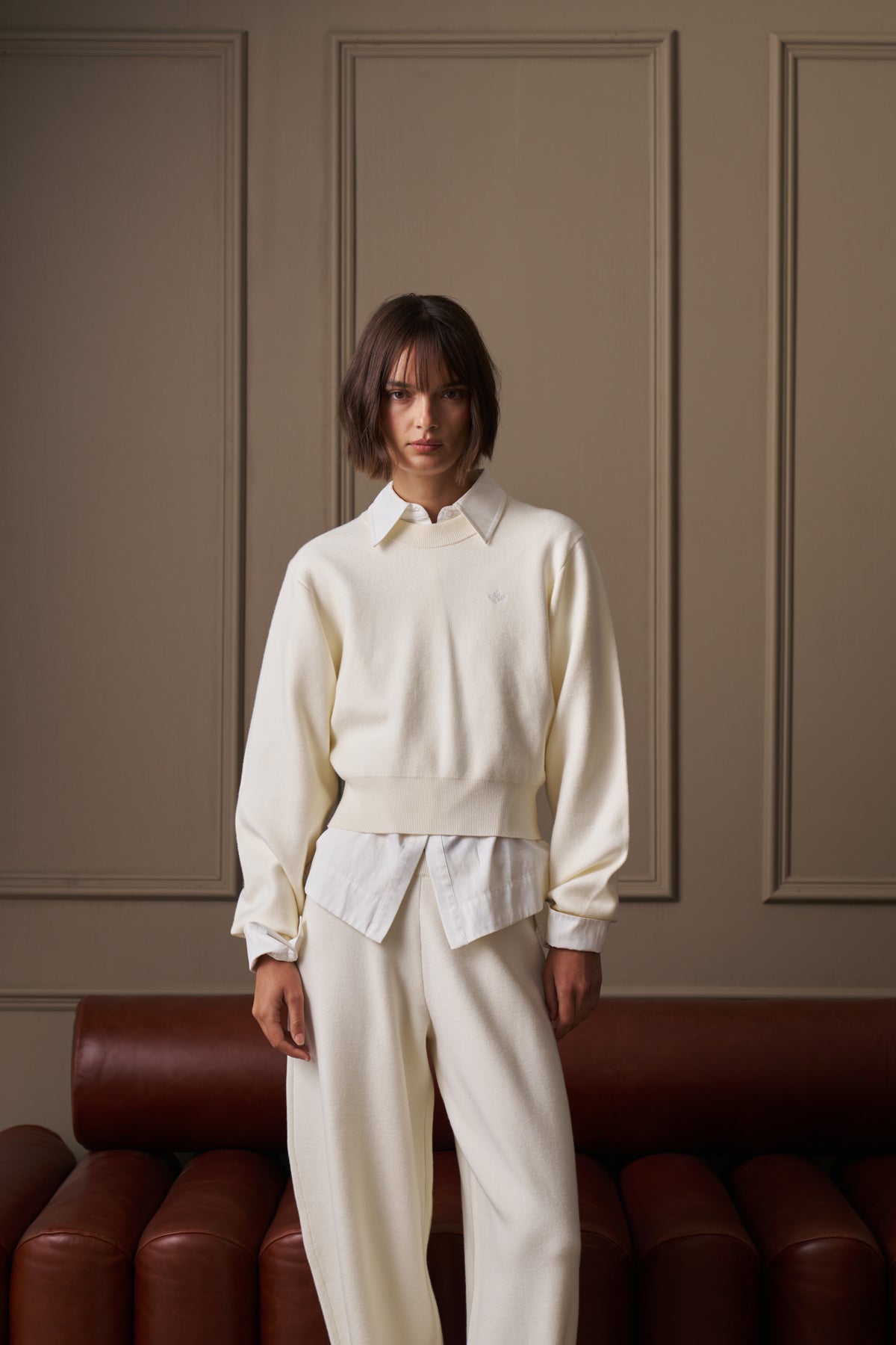 COMPACT KNIT CREW - CREAM