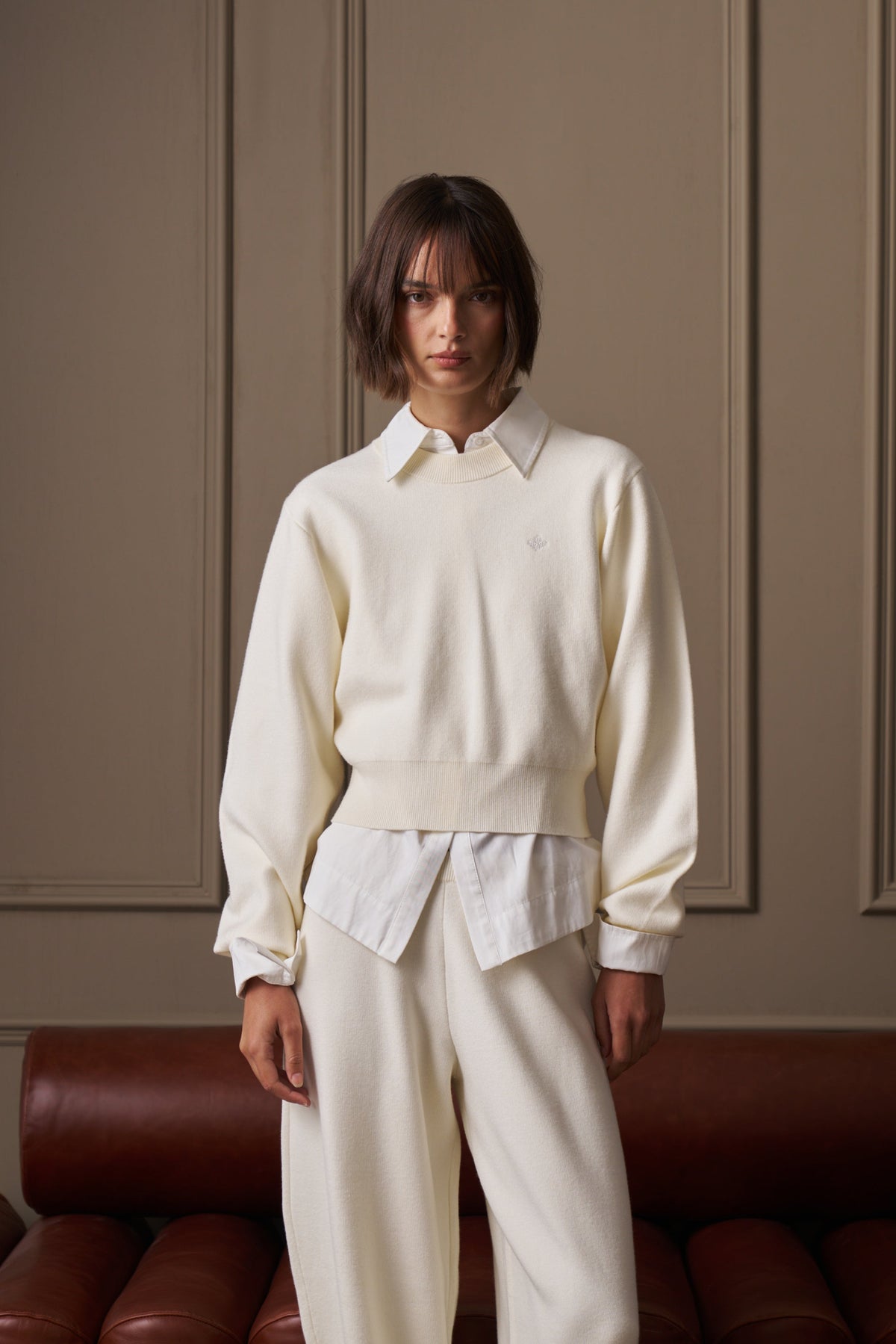COMPACT KNIT CREW - CREAM
