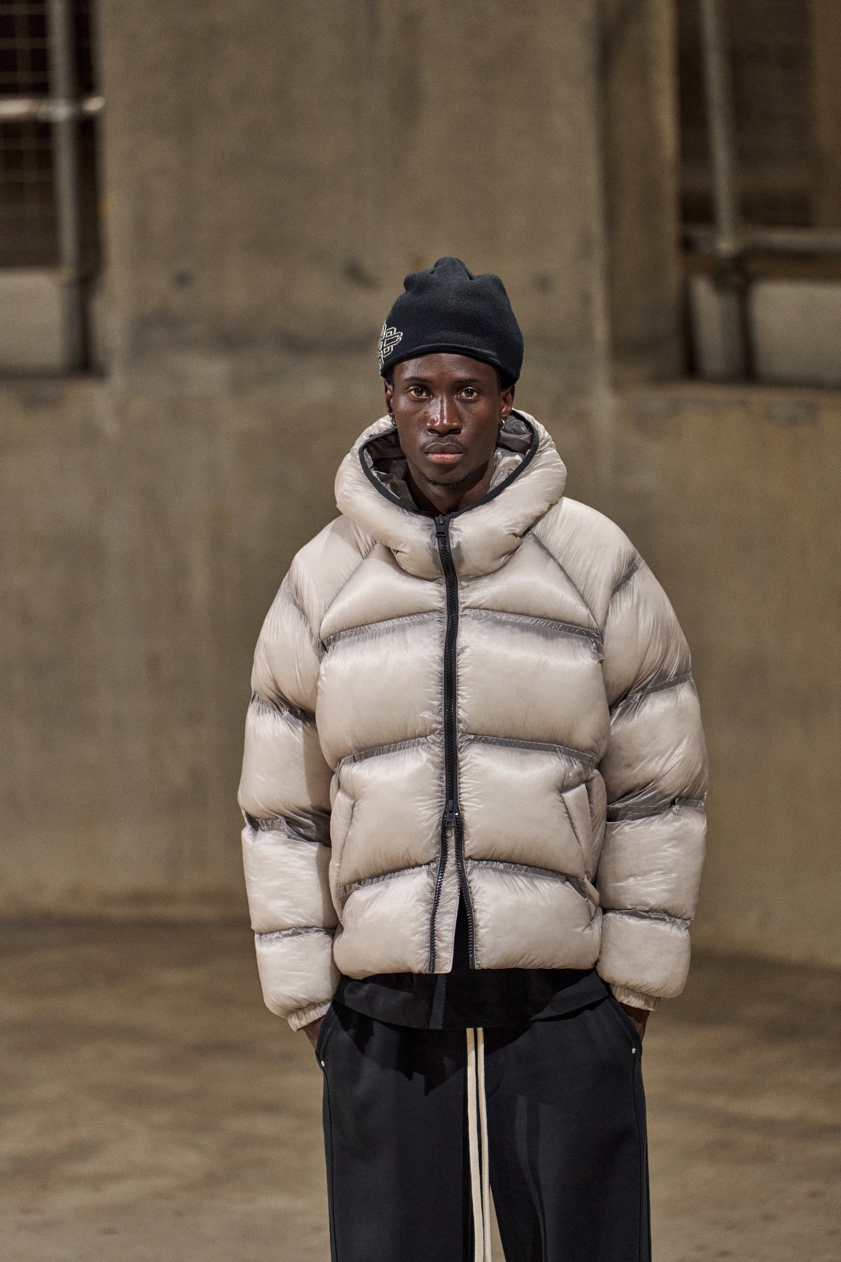 TRANSLUCENT PUFFER COAT - OFF WHITE