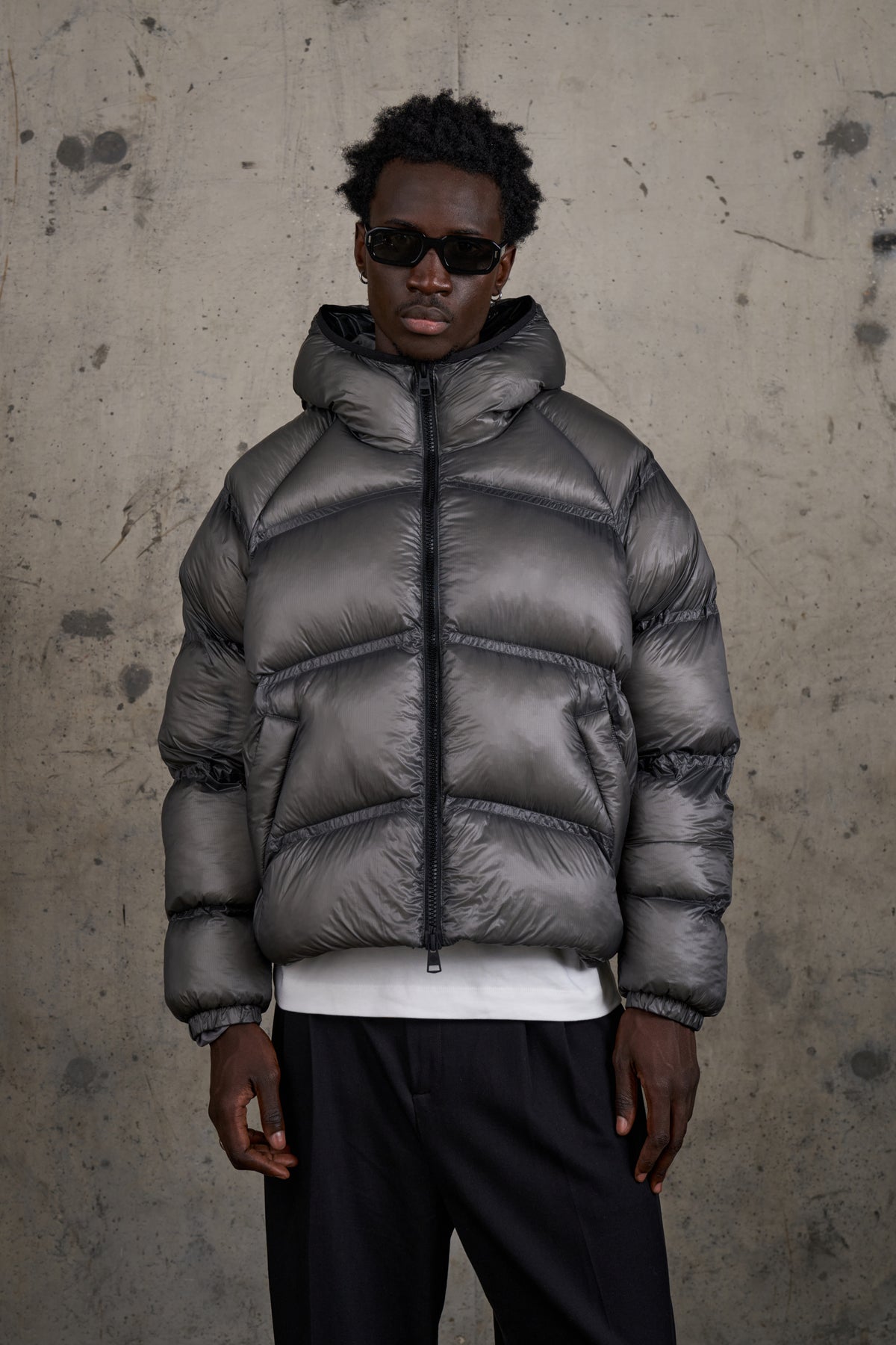 TRANSLUCENT PUFFER COAT - KHAKI