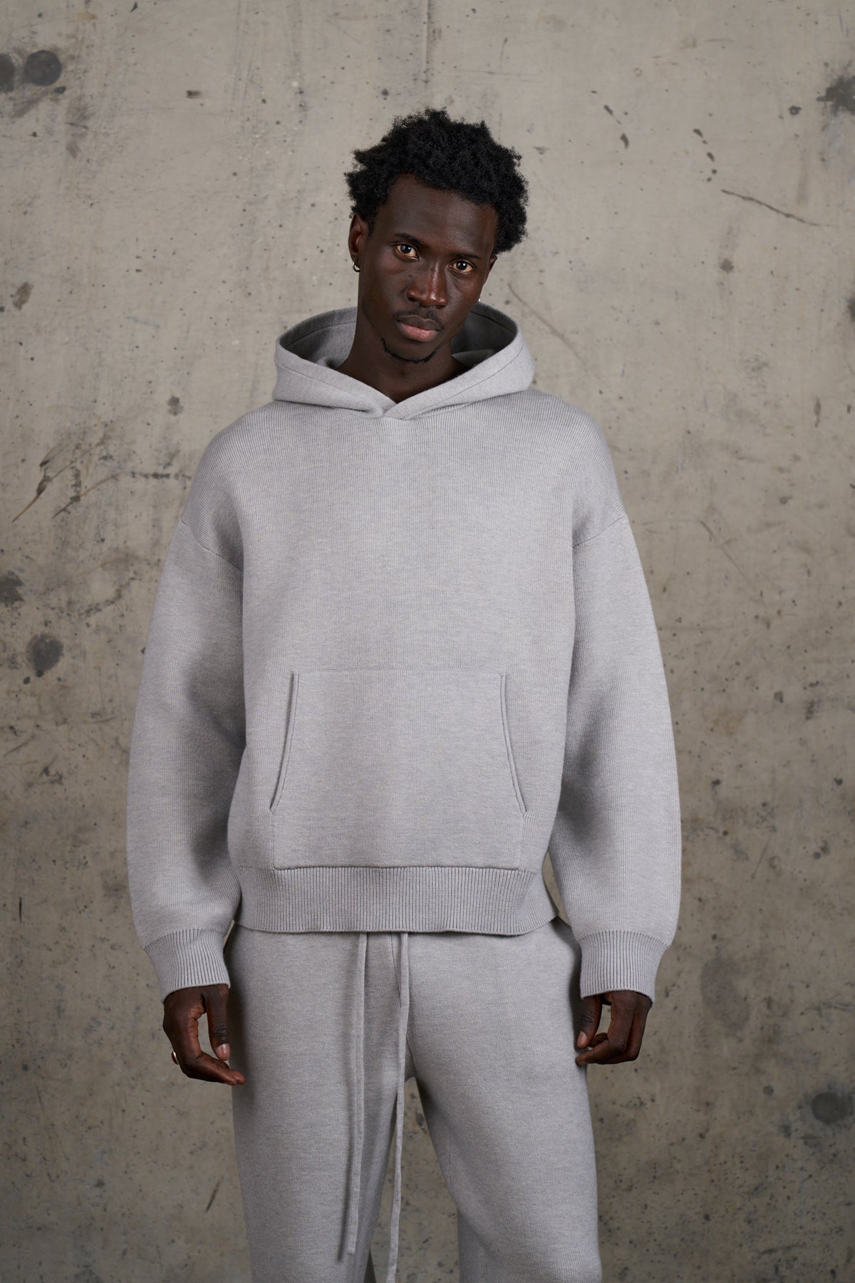 COMPACT KNIT COPYRIGHT HOODIE - GREY