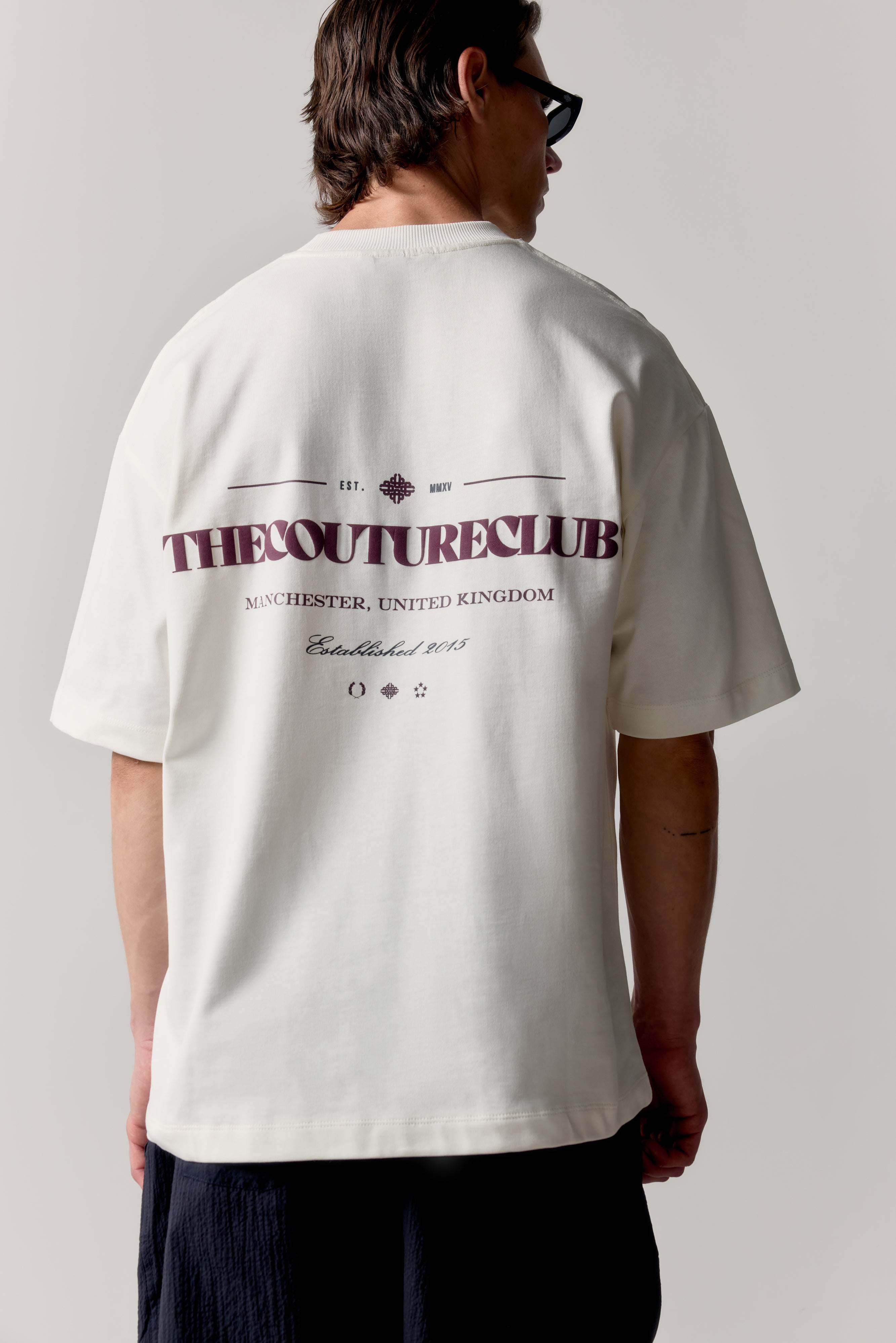 COPYRIGHT MULTI GRAPHIC T-SHIRT - OFF WHITE BURGUNDY