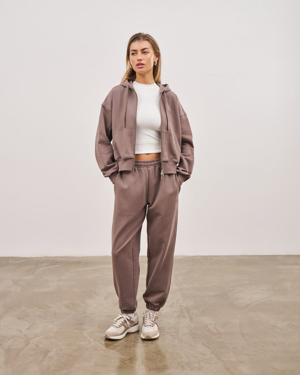 Rae Mode Dark Brown Quilted Lounge Joggers