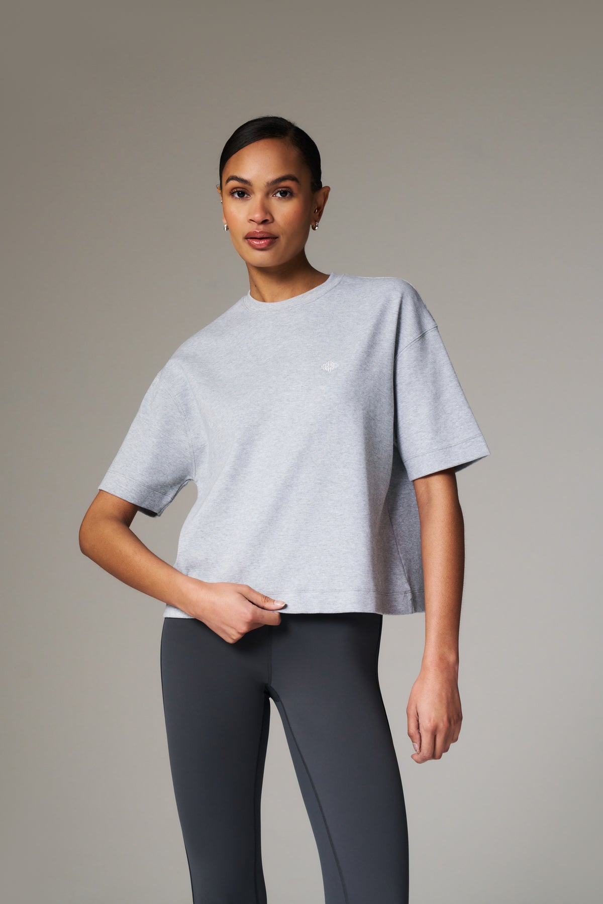 EMBLEM REGULAR FIT T-SHIRT - GREY MARL