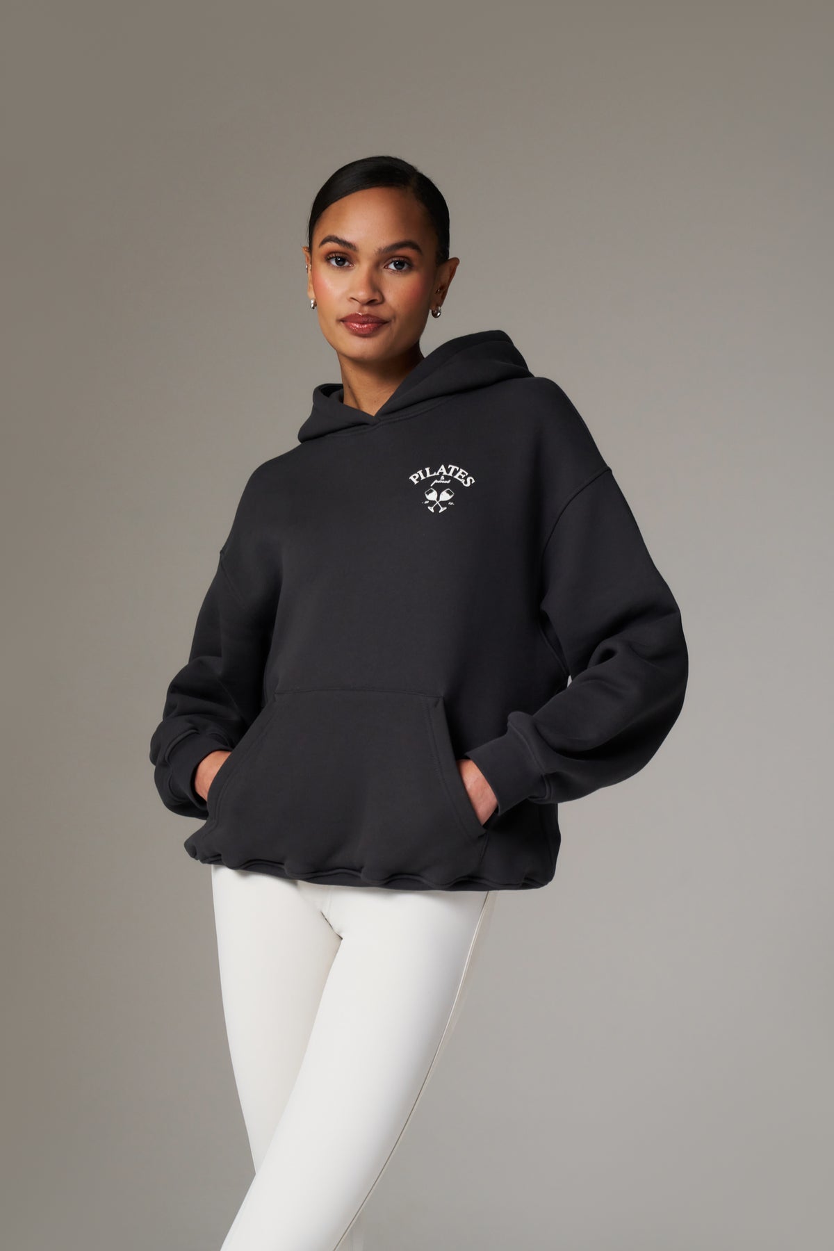 PILATES & PINOT OVERSIZED HOODIE - MIDNIGHT GREY