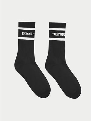 DOUBLE STRIPE COPYRIGHT SOCK - BLACK