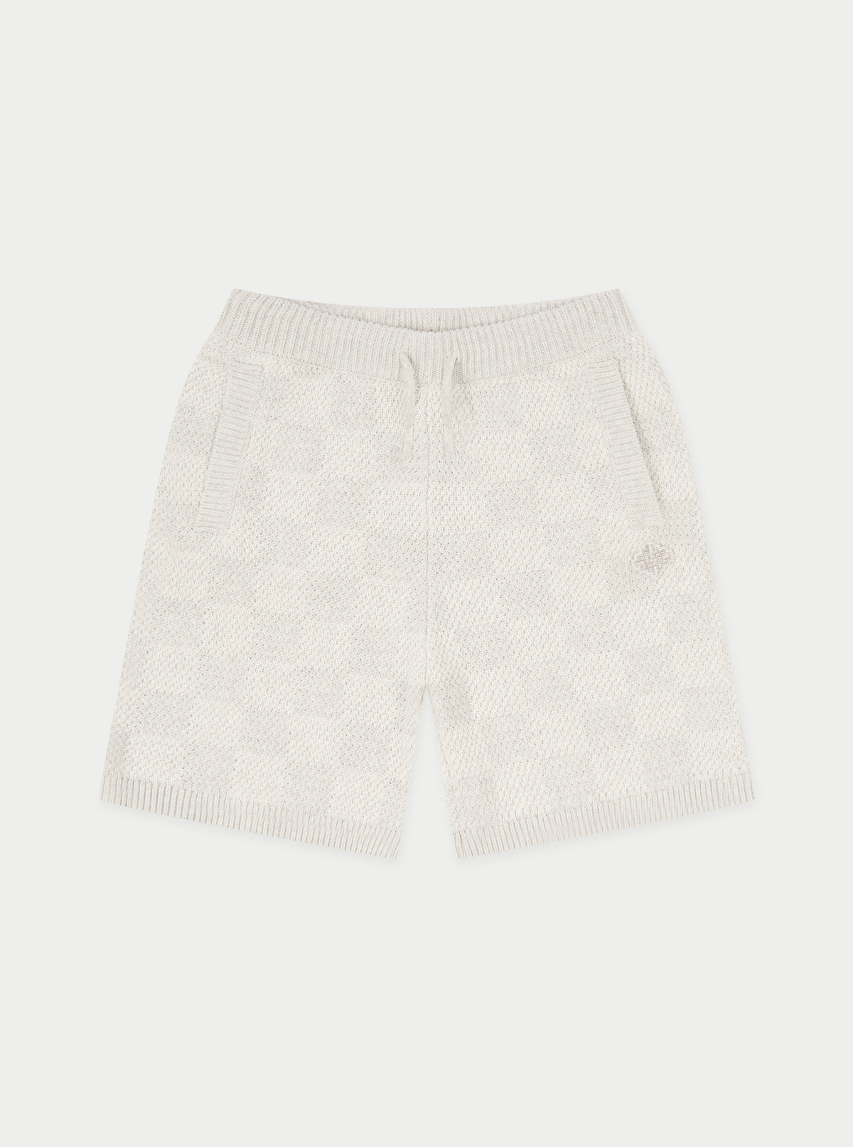 KIDS KNITTED CHECKERBOARD SHORTS - GREY