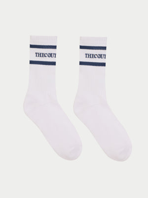 DOUBLE STRIPE COPYRIGHT SOCK - NAVY