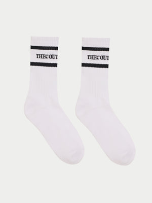 DOUBLE STRIPE COPYRIGHT SOCK - WHITE