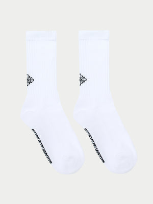 REVERSE EMBLEM COPYRIGHT SOCKS - WHITE