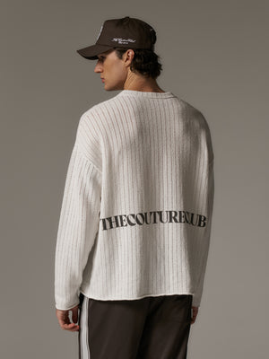 COPYRIGHT CROCHET LONG SLEEVE T-SHIRT - WHITE