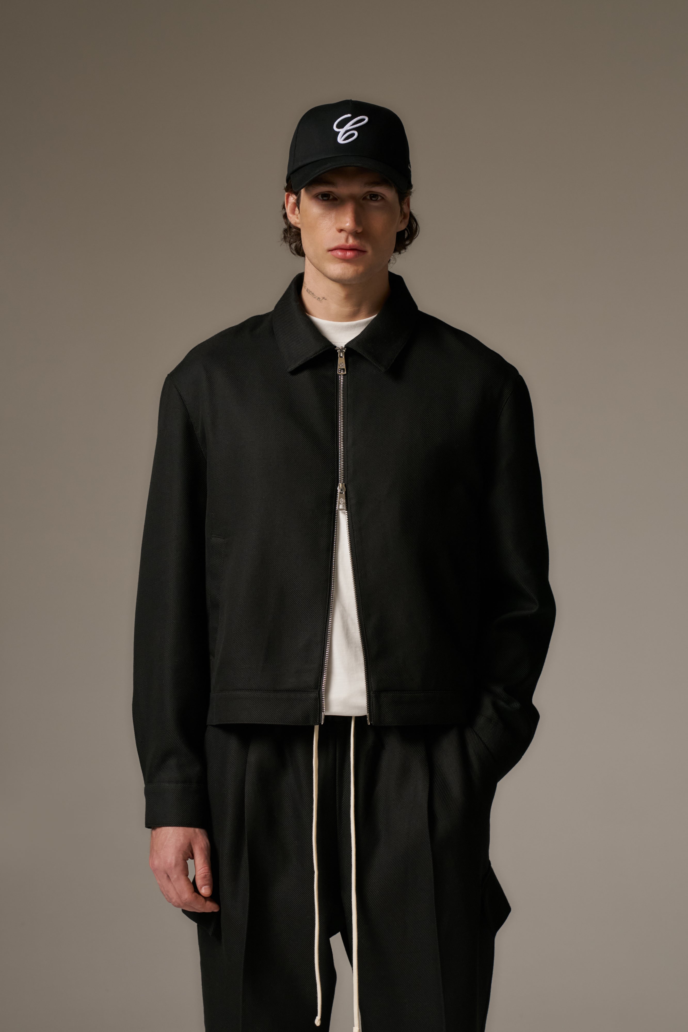TAILORED WOOL BLEND JACKET - BLACK