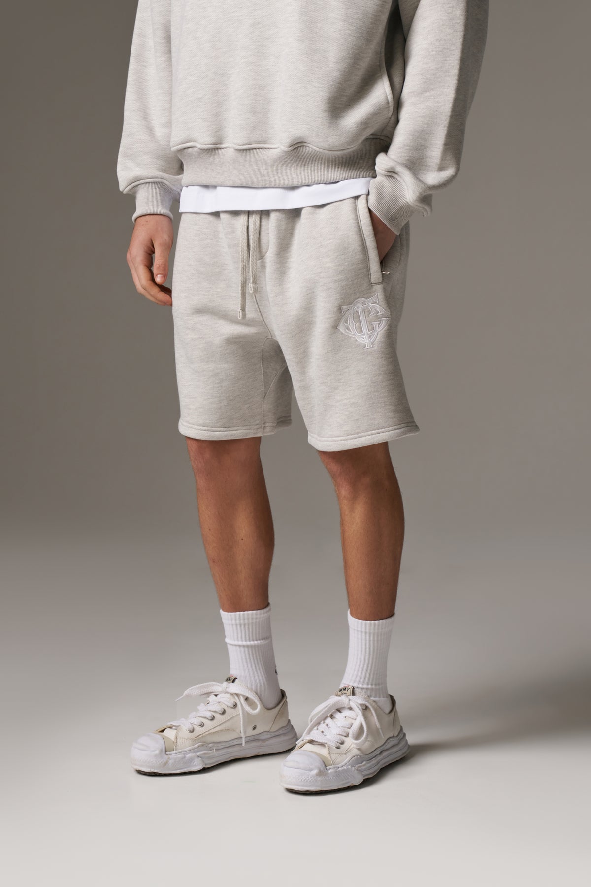 HEAVYWEIGHT MONOGRAM SHORTS - GREY MARL