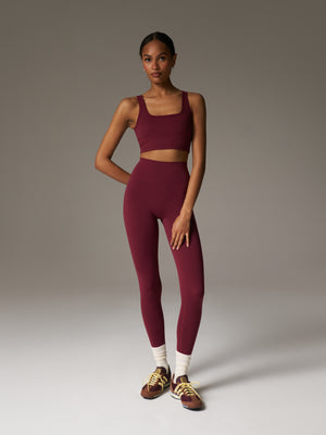 SCULPTING STRETCH EMBLEM SPORTS BRA - BURGUNDY
