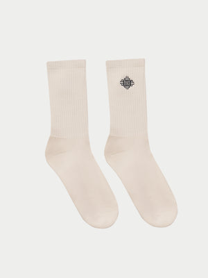 EMBROIDERED EMBLEM SPORTS SOCK - OFFWHITE