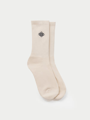 EMBROIDERED EMBLEM SPORTS SOCK - OFFWHITE