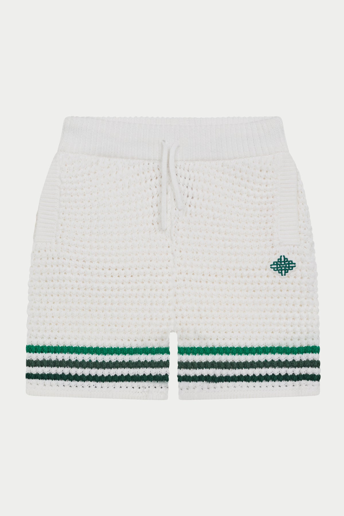 KIDS STRIPE CROCHET KNIT SHORTS - WHITE