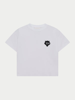 JUNIOR MONOGRAM EMBLEM APPLIQUE T-SHIRT - WHITE