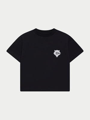 JUNIOR MONOGRAM EMBLEM APPLIQUE T-SHIRT - BLACK