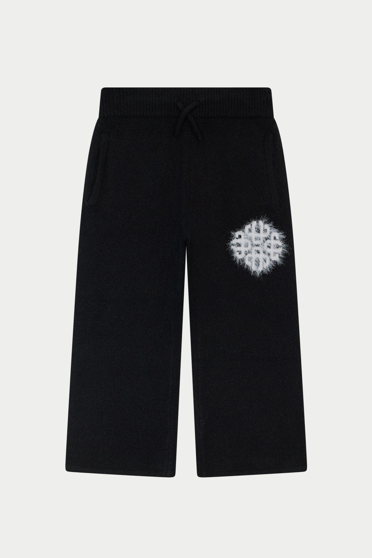 JUNIOR EMBLEM FLUFFY KNIT JOGGERS - BLACK