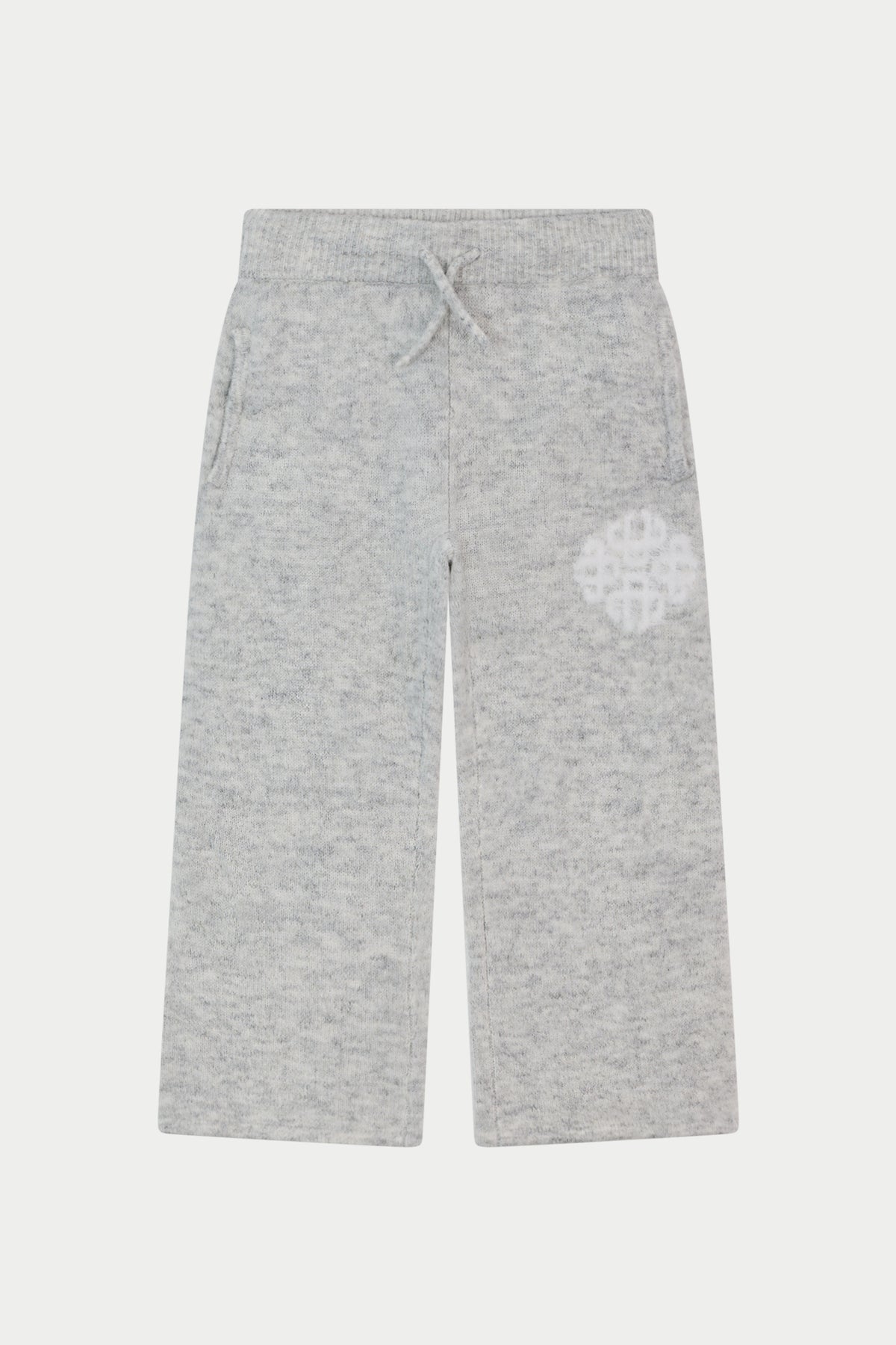 KIDS EMBLEM FLUFFY KNIT JOGGERS - GREY MARL
