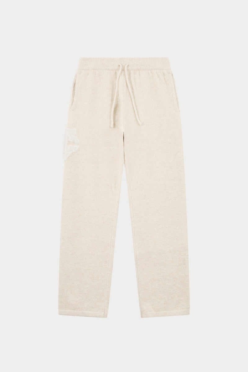 MONOGRAM FLUFFY KNIT JOGGERS - BEIGE