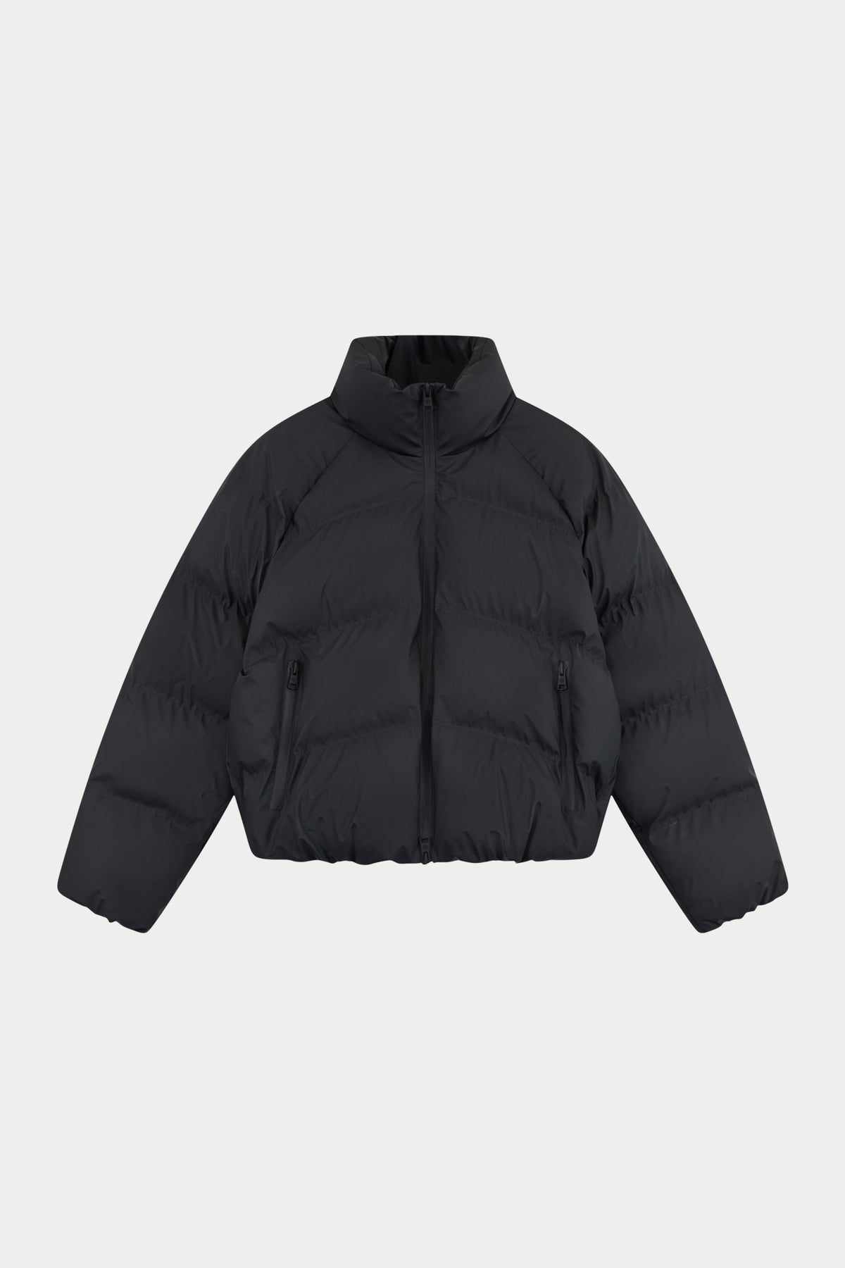 RUBBERISED PUFFER COAT - BLACK