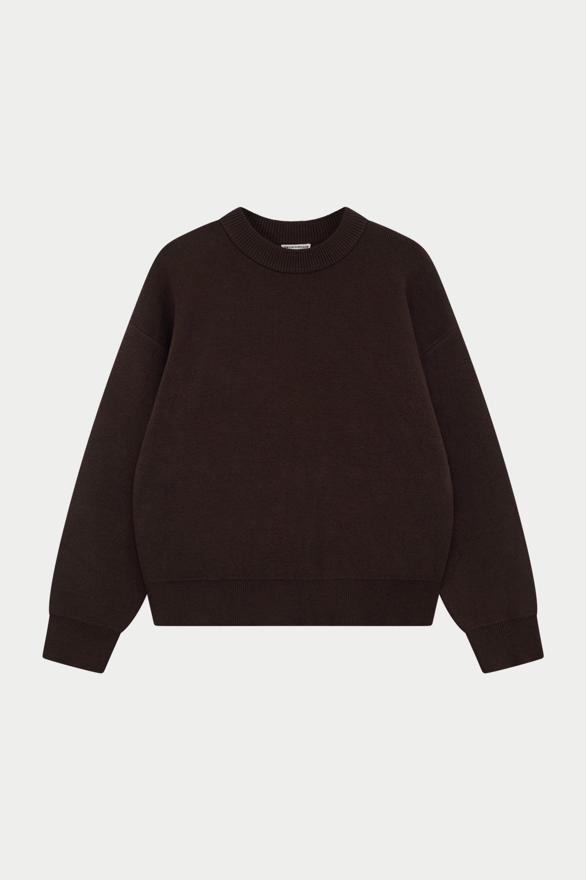 COMPACT KNIT COPYRIGHT CREW - BROWN