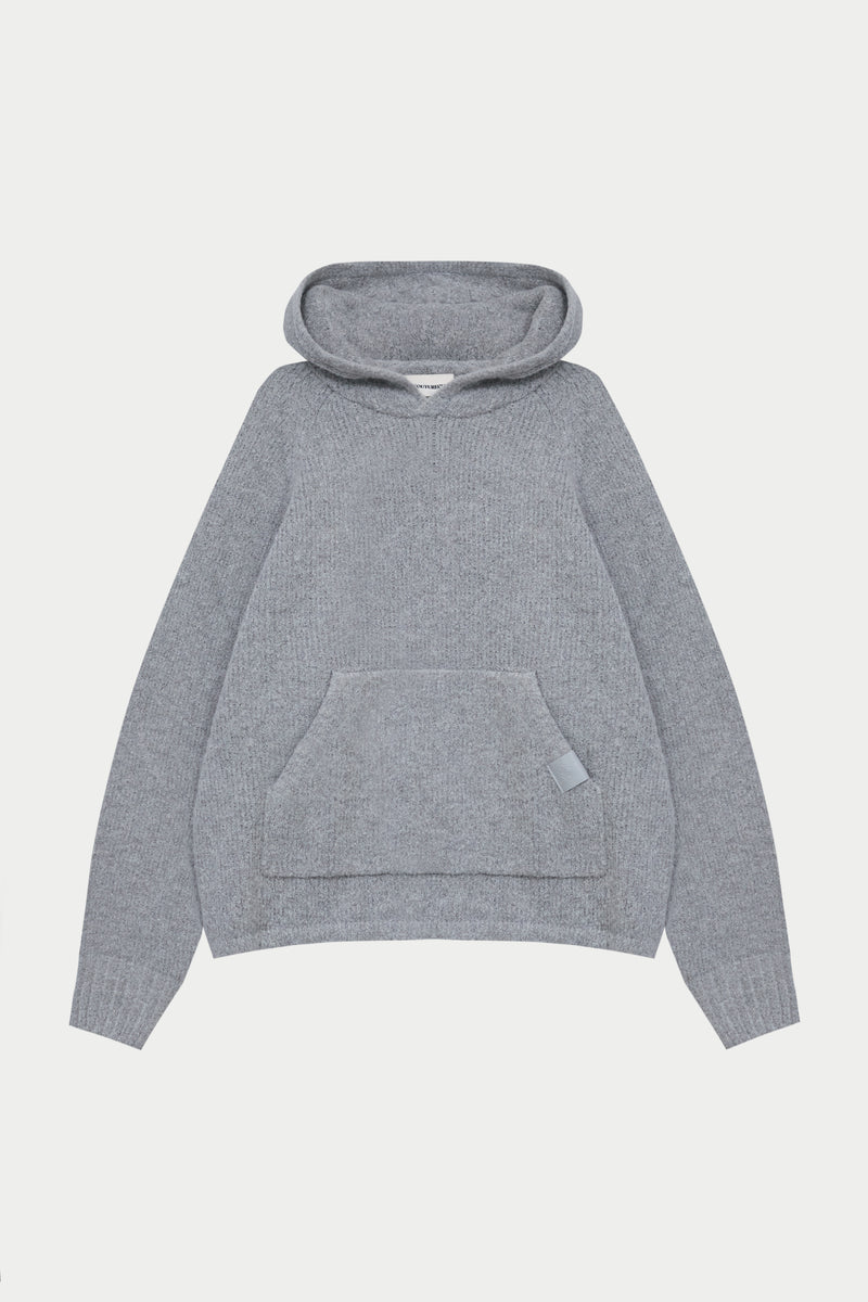BOUCLE KNIT HOODIE - GREY MARL – The Couture Club