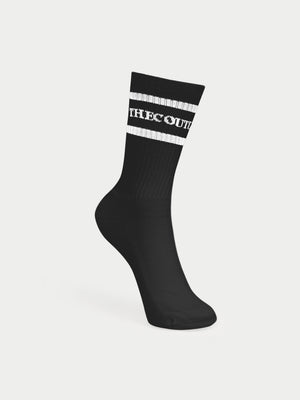 DOUBLE STRIPE COPYRIGHT SOCK - BLACK