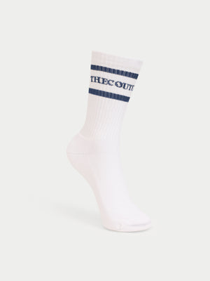 DOUBLE STRIPE COPYRIGHT SOCK - NAVY