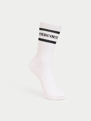 DOUBLE STRIPE COPYRIGHT SOCK - WHITE