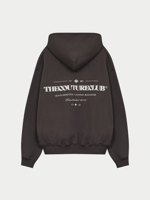 MIXED FONT GRAPHIC HOODIE - BROWN
